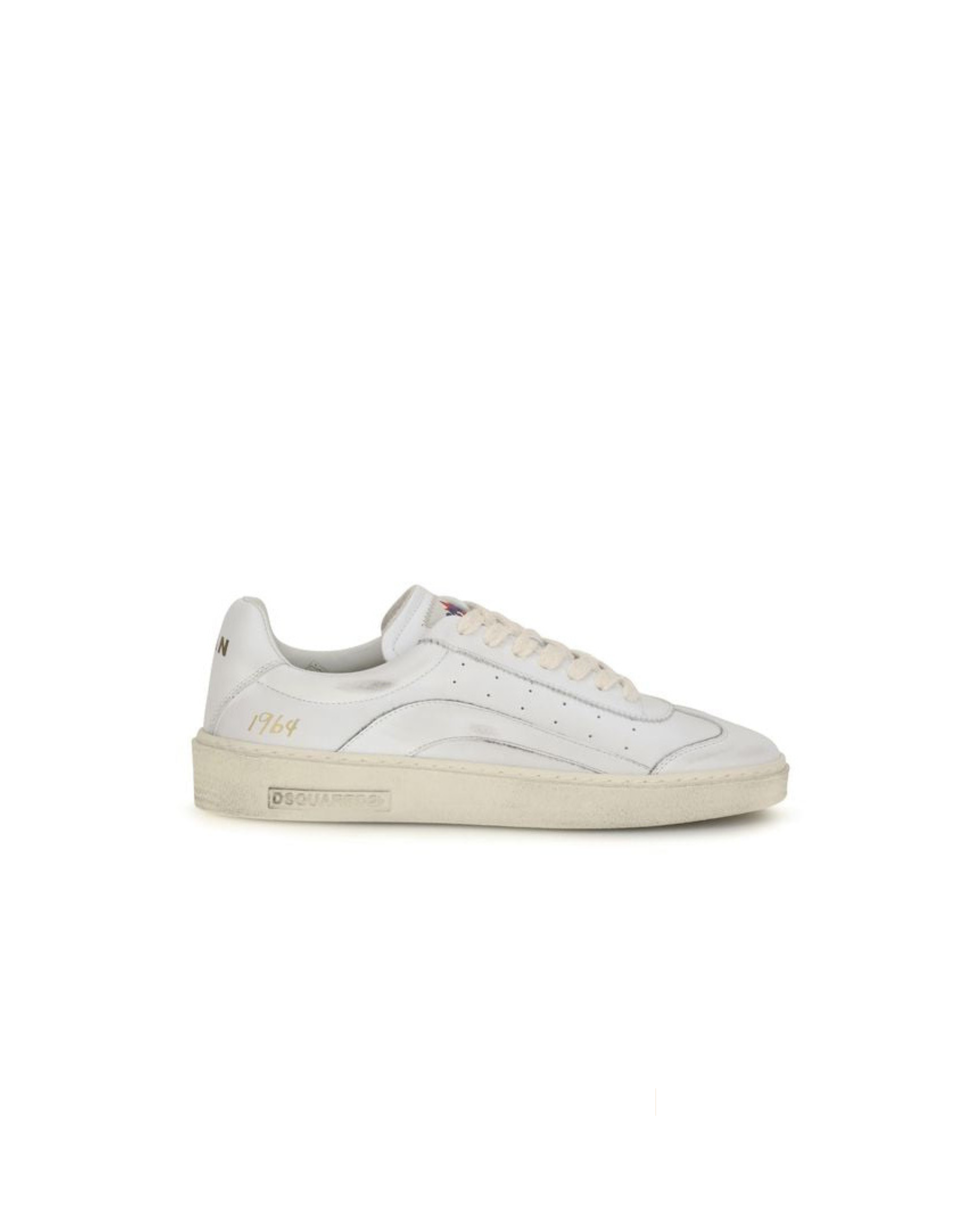 Dsquared2 – Rider Sneakers in Pelle Bianca Effetto Vintage
