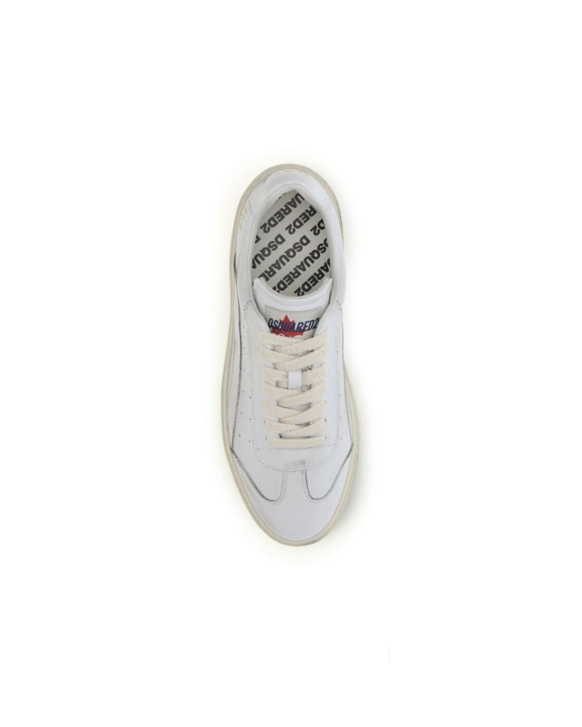 Dsquared2 – Rider Sneakers in Pelle Bianca Effetto Vintage