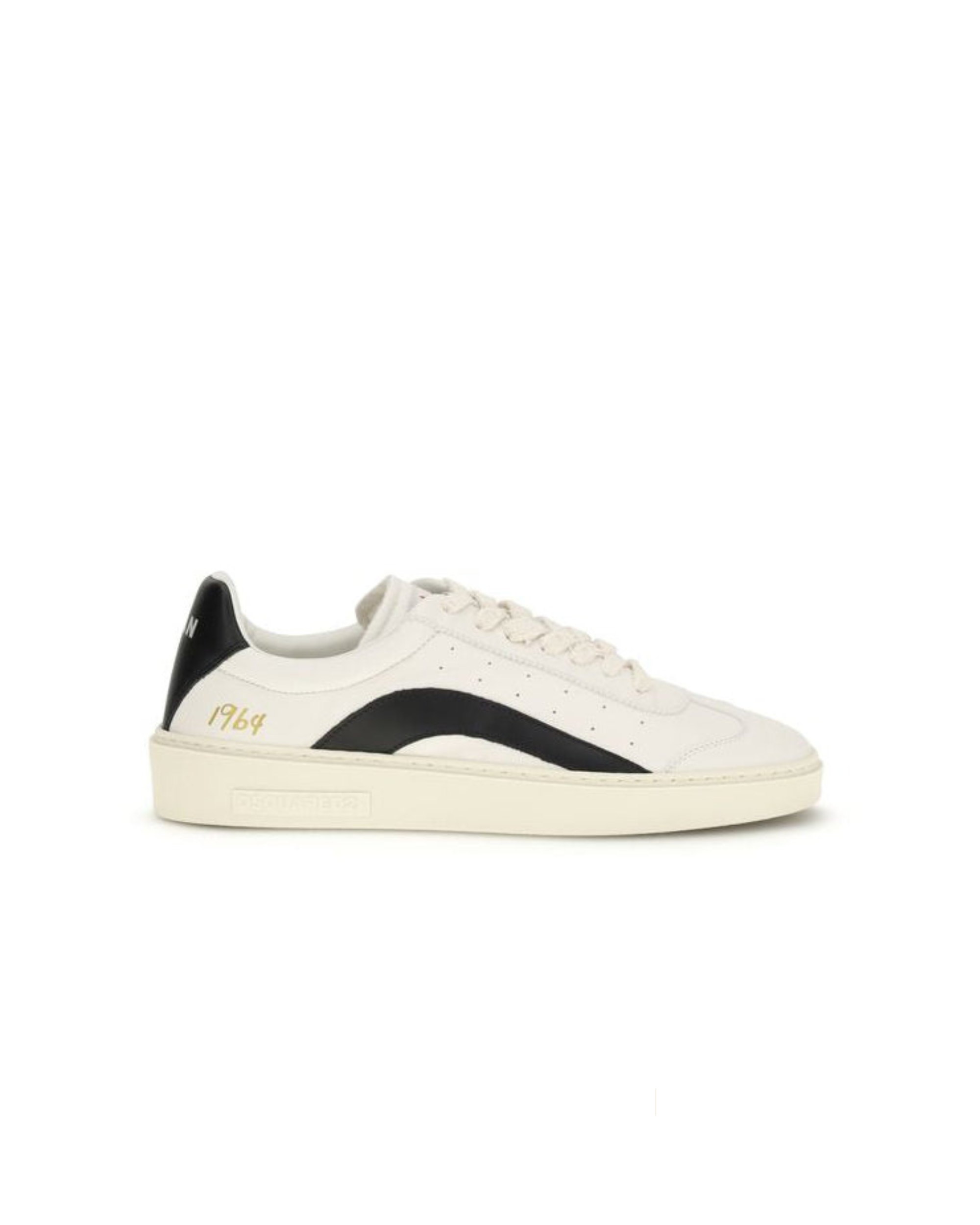 Dsquared2 – Rider Sneakers in Pelle Bianca e Nera Effetto Vintage
