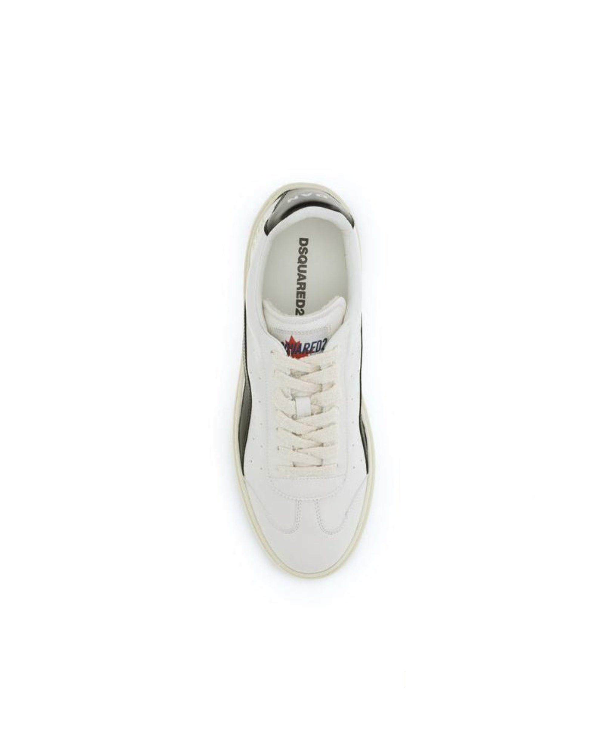 Dsquared2 – Rider Sneakers in Pelle Bianca e Nera Effetto Vintage