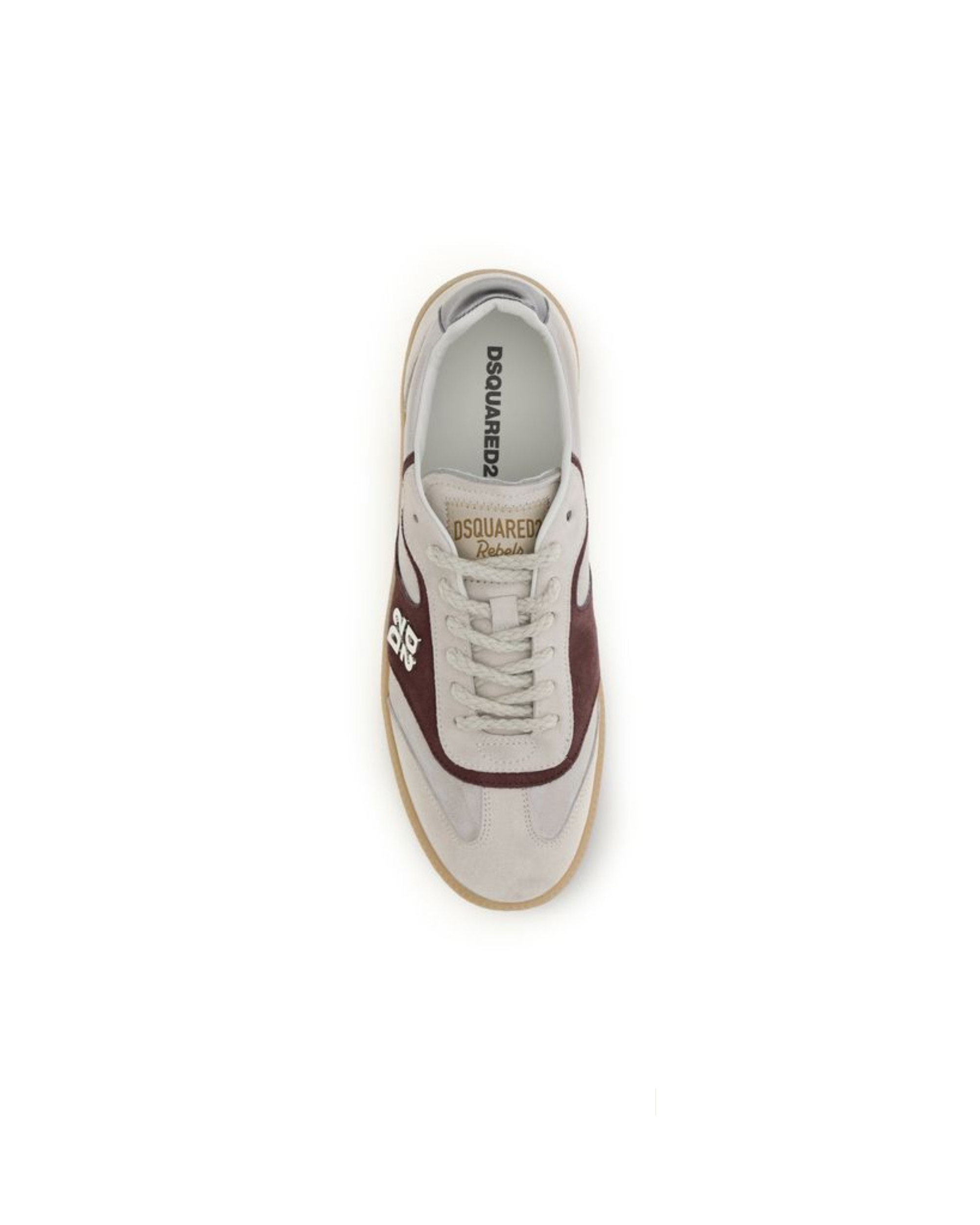 Stile-Ifs-Dsquared2-Sneakers-Pelle-Bianca-Bordeaux-Logo-Laterale