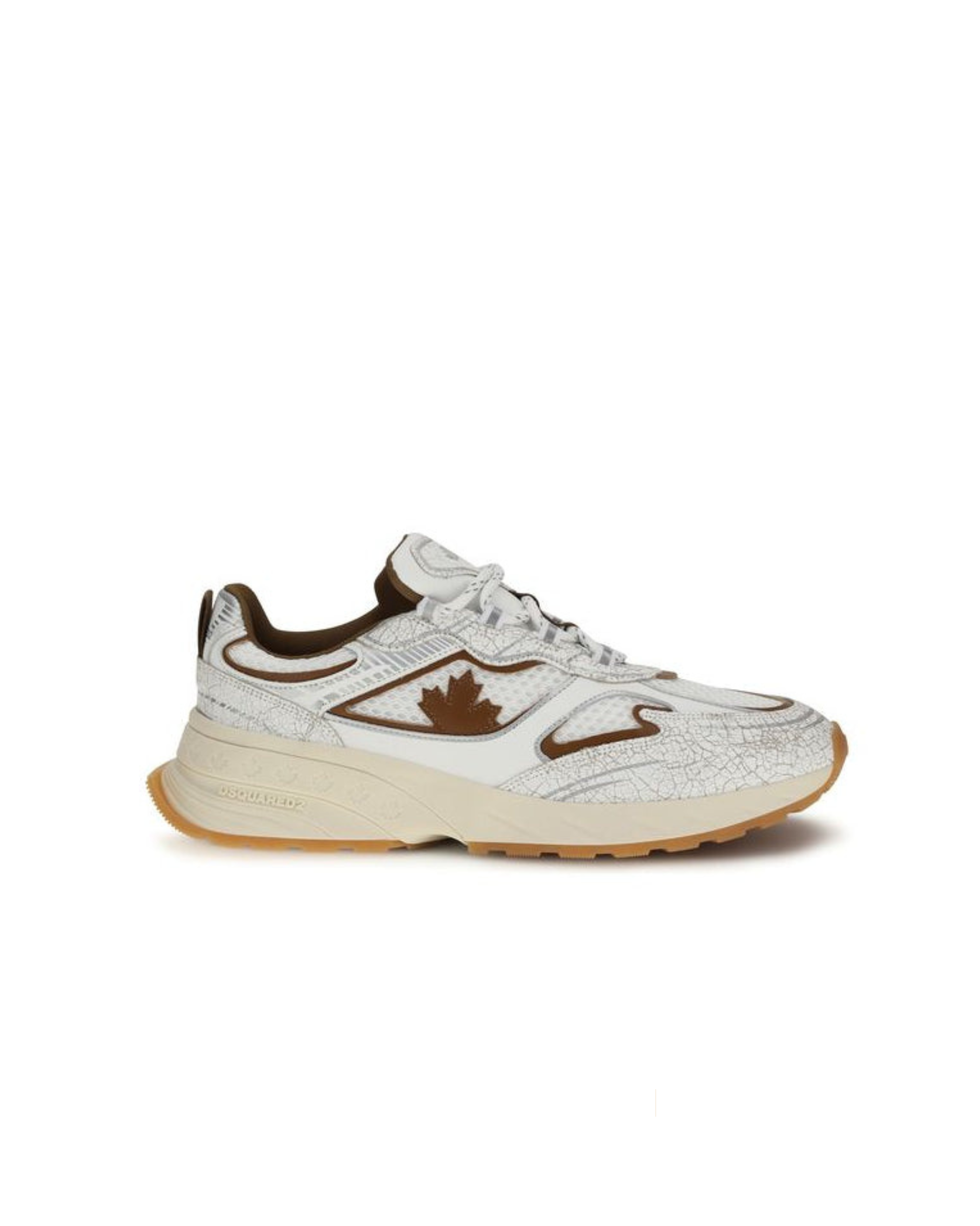 Dsquared2 – Sprinter Sneakers in Pelle Craquelé e Mesh Bianca
