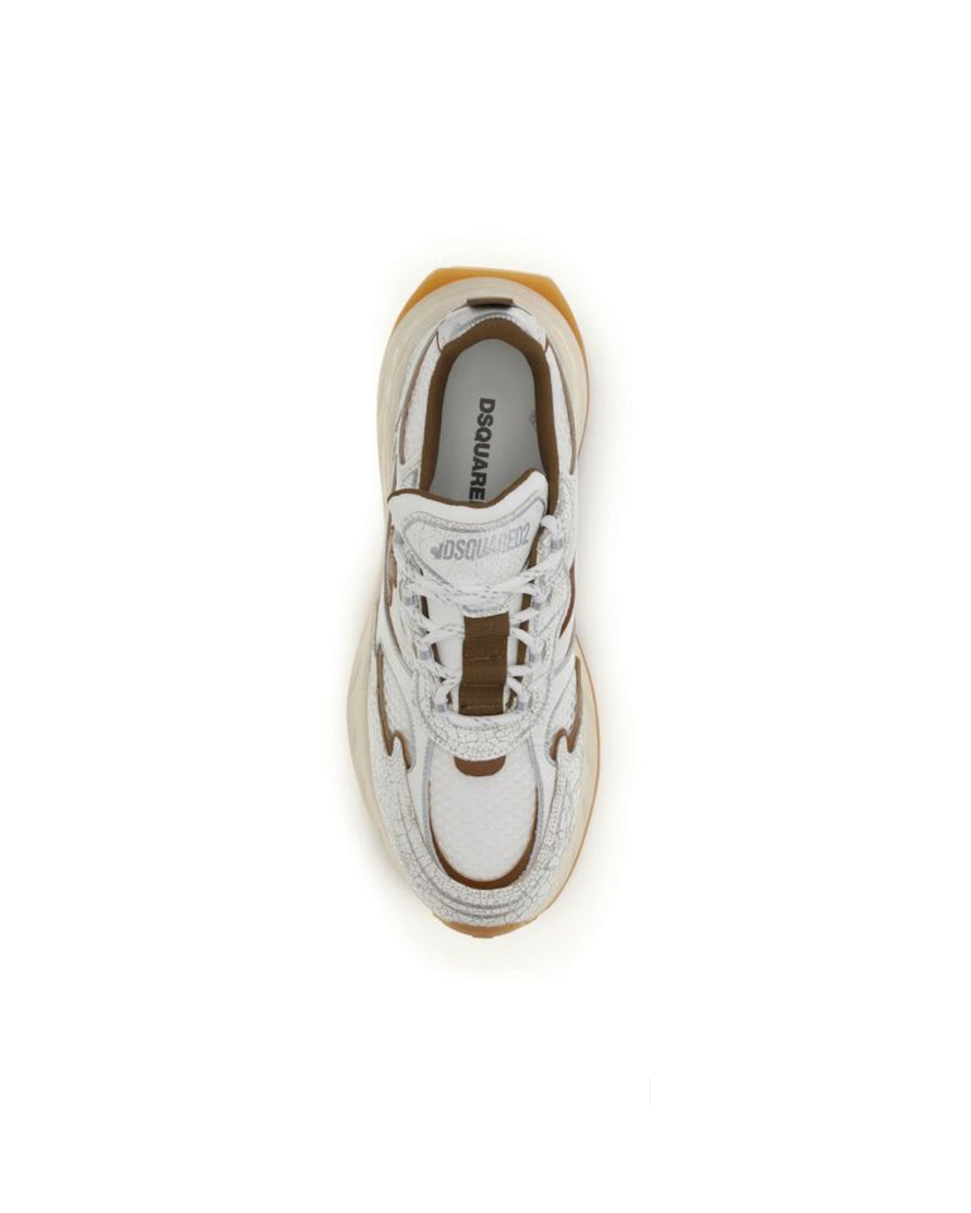 Dsquared2 – Sprinter Sneakers in Pelle Craquelé e Mesh Bianca