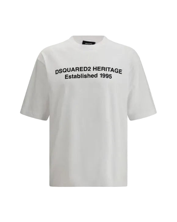Dsquared2 – T-Shirt Heritage Established 1995 in Cotone Bianco