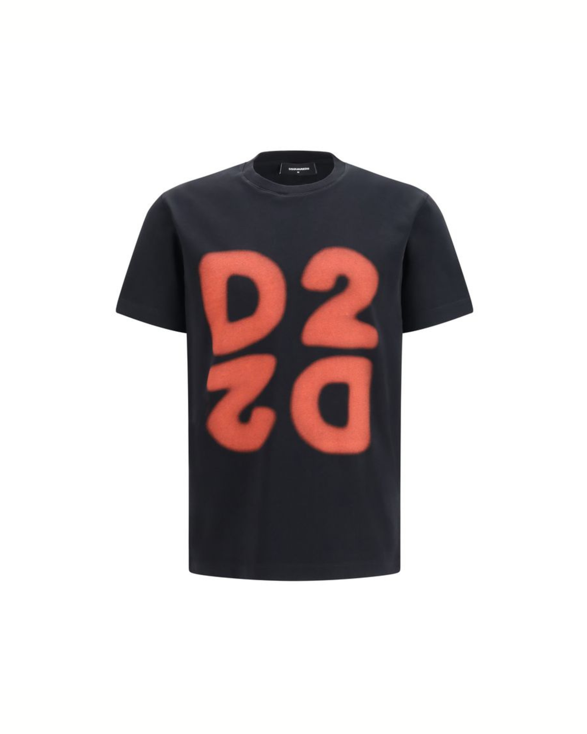 Dsquared2 T-Shirt Nera con Maxi Stampa D2 Rossa