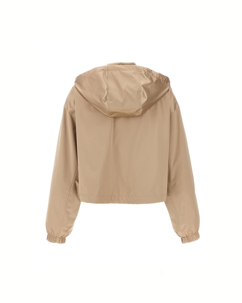 Fendi - Anorak Cropped in Tessuto Tecnico Beige con Patch Fendi Stamp 1925