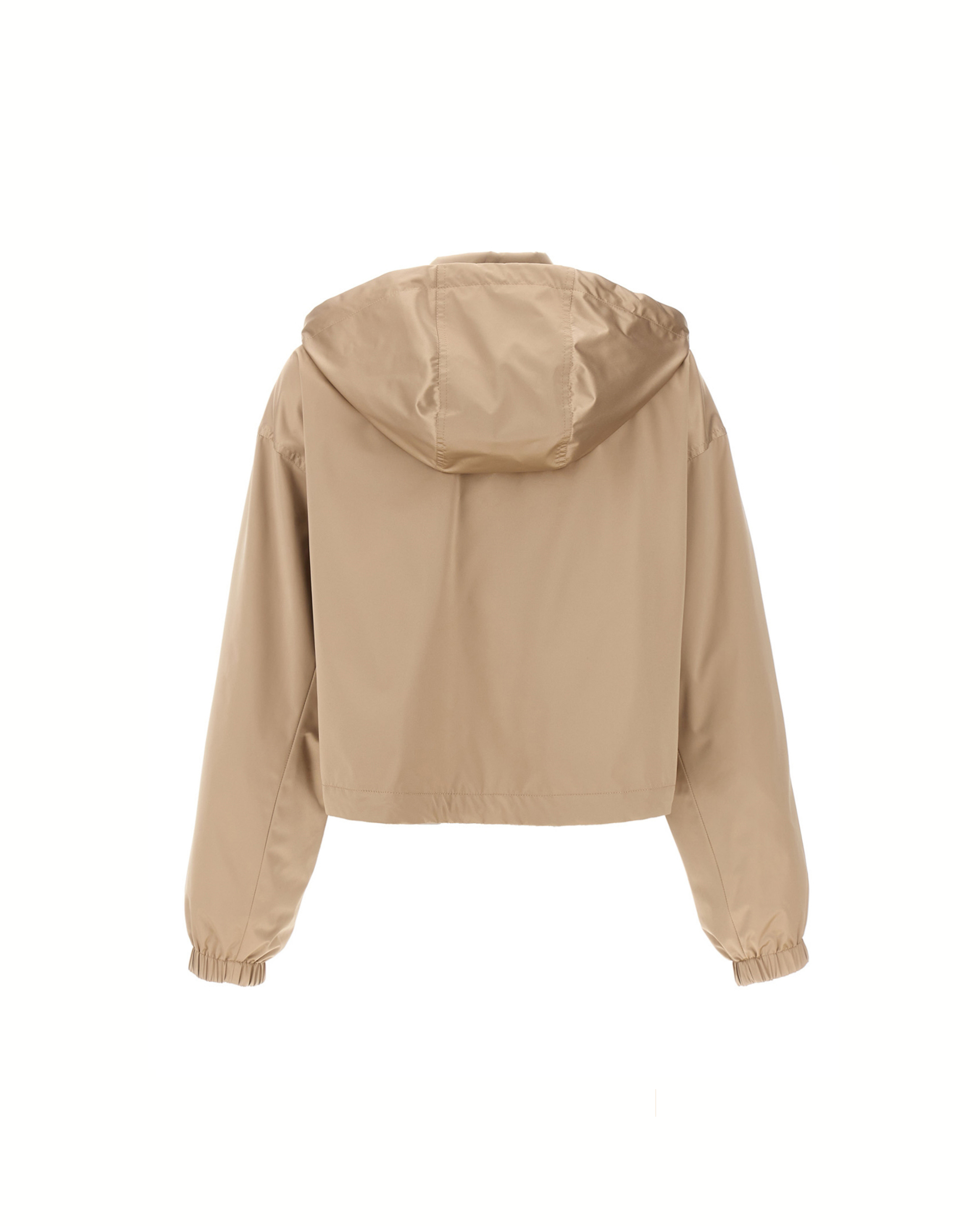 Fendi - Anorak Cropped in Tessuto Tecnico Beige con Patch Fendi Stamp 1925