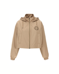 Fendi - Anorak Cropped in Tessuto Tecnico Beige con Patch Fendi Stamp 1925