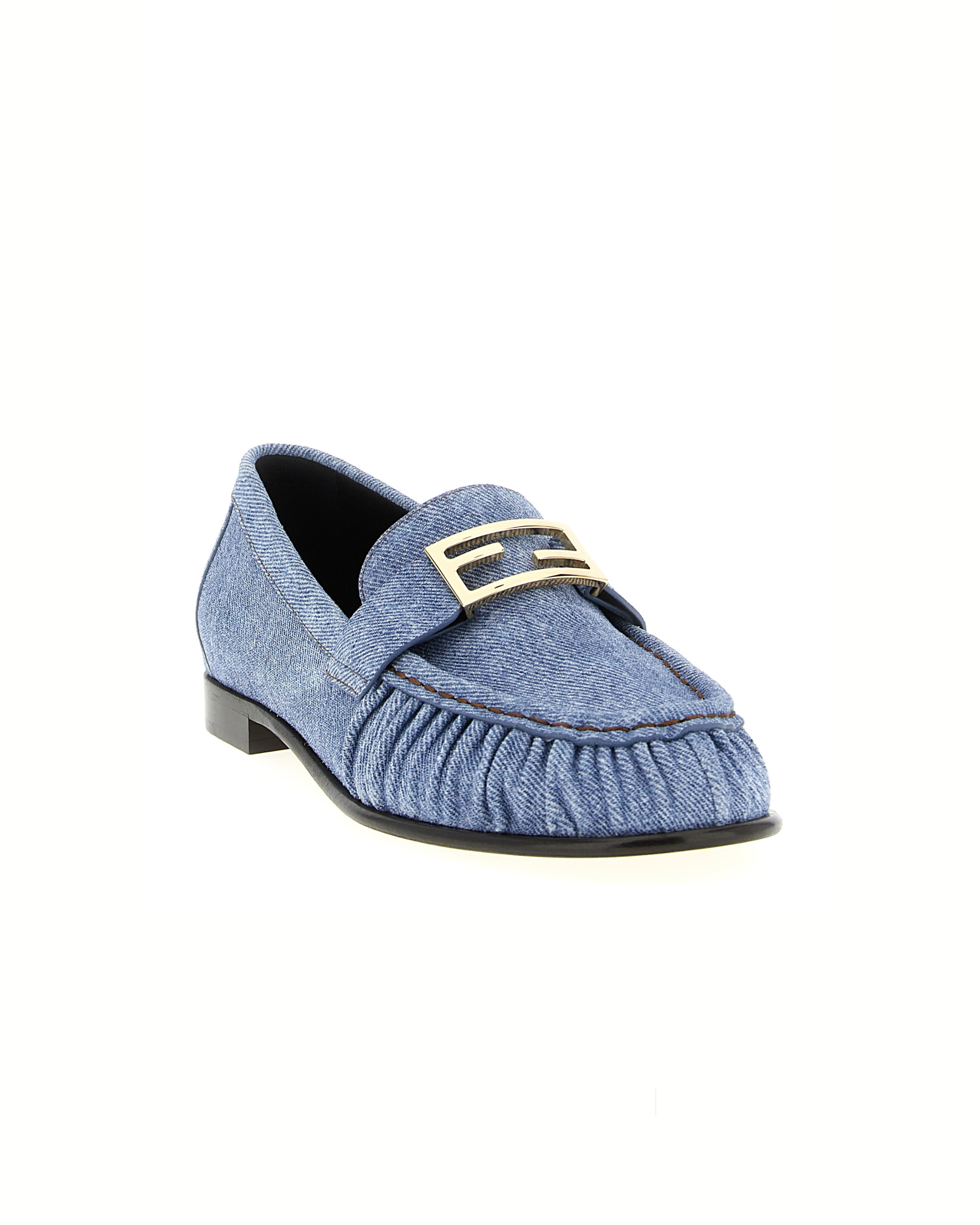 Fendi Baguette Denim Loafers Blue