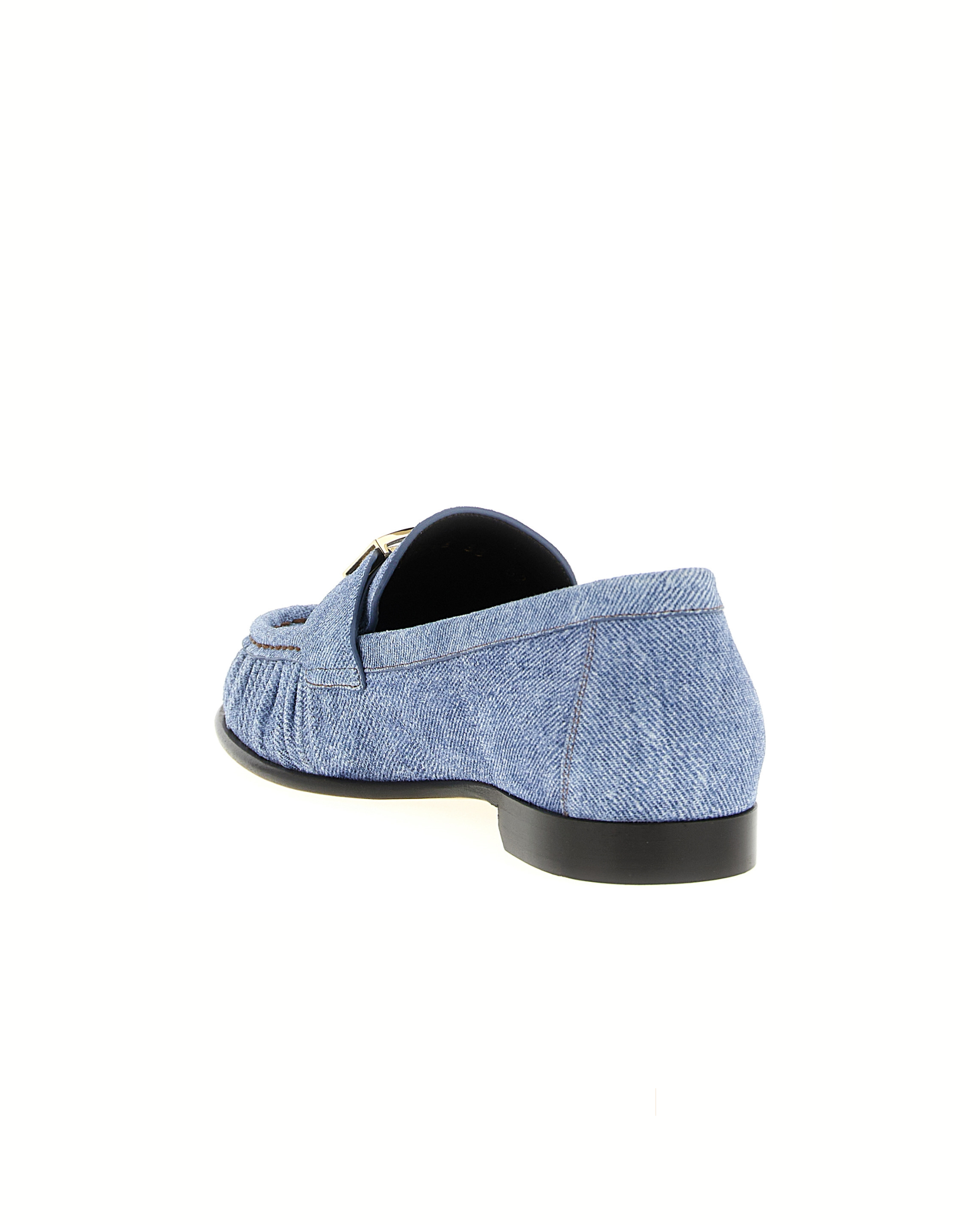 Fendi Baguette Denim Loafers Blue