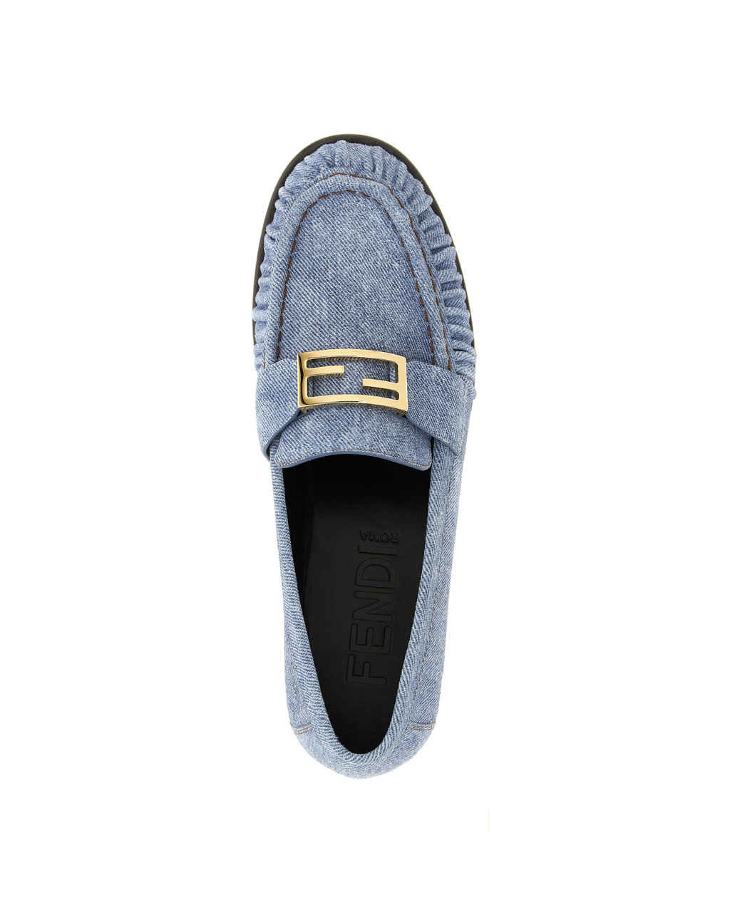 Fendi Baguette Denim Loafers Blue