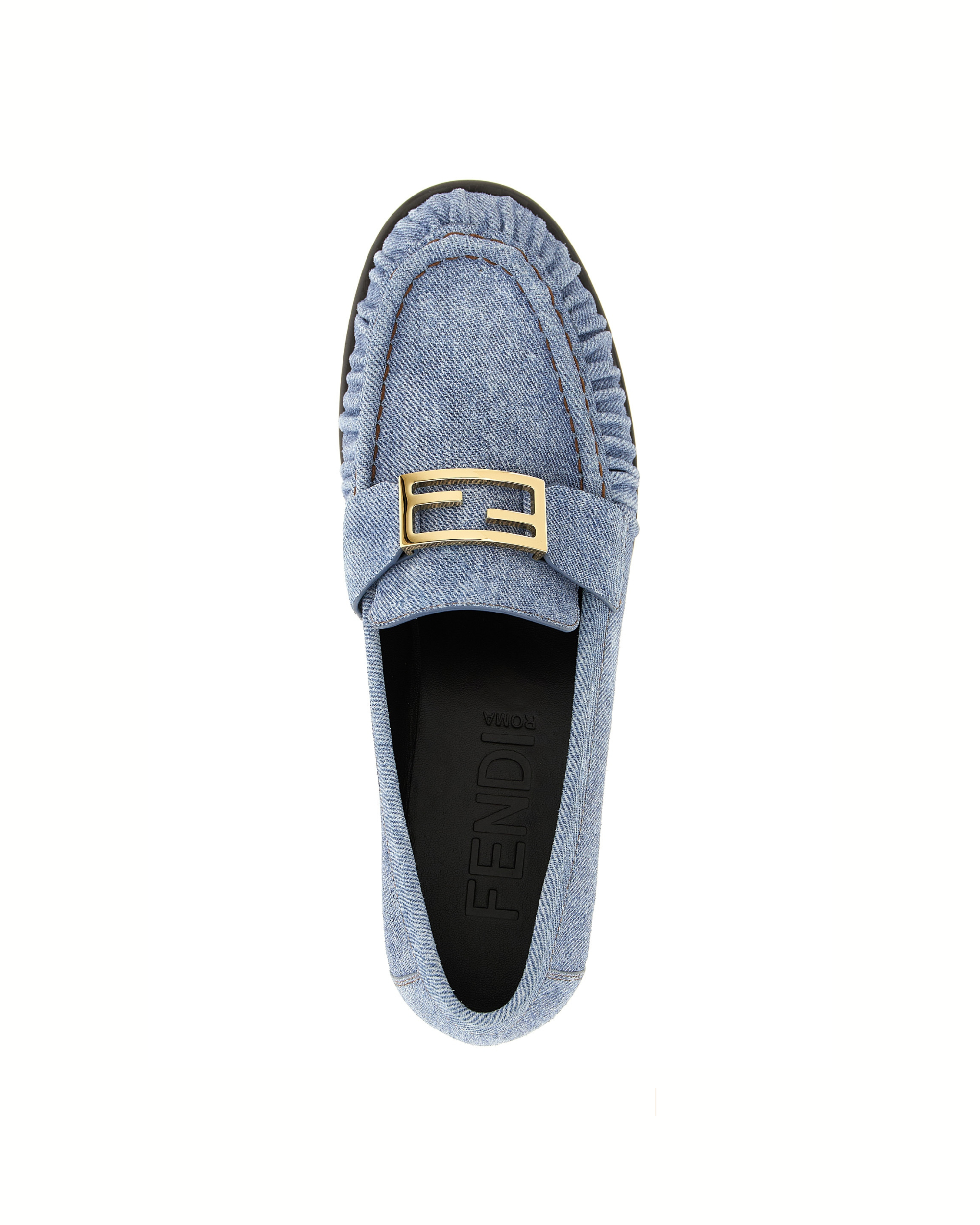 Fendi Baguette Denim Loafers Blue