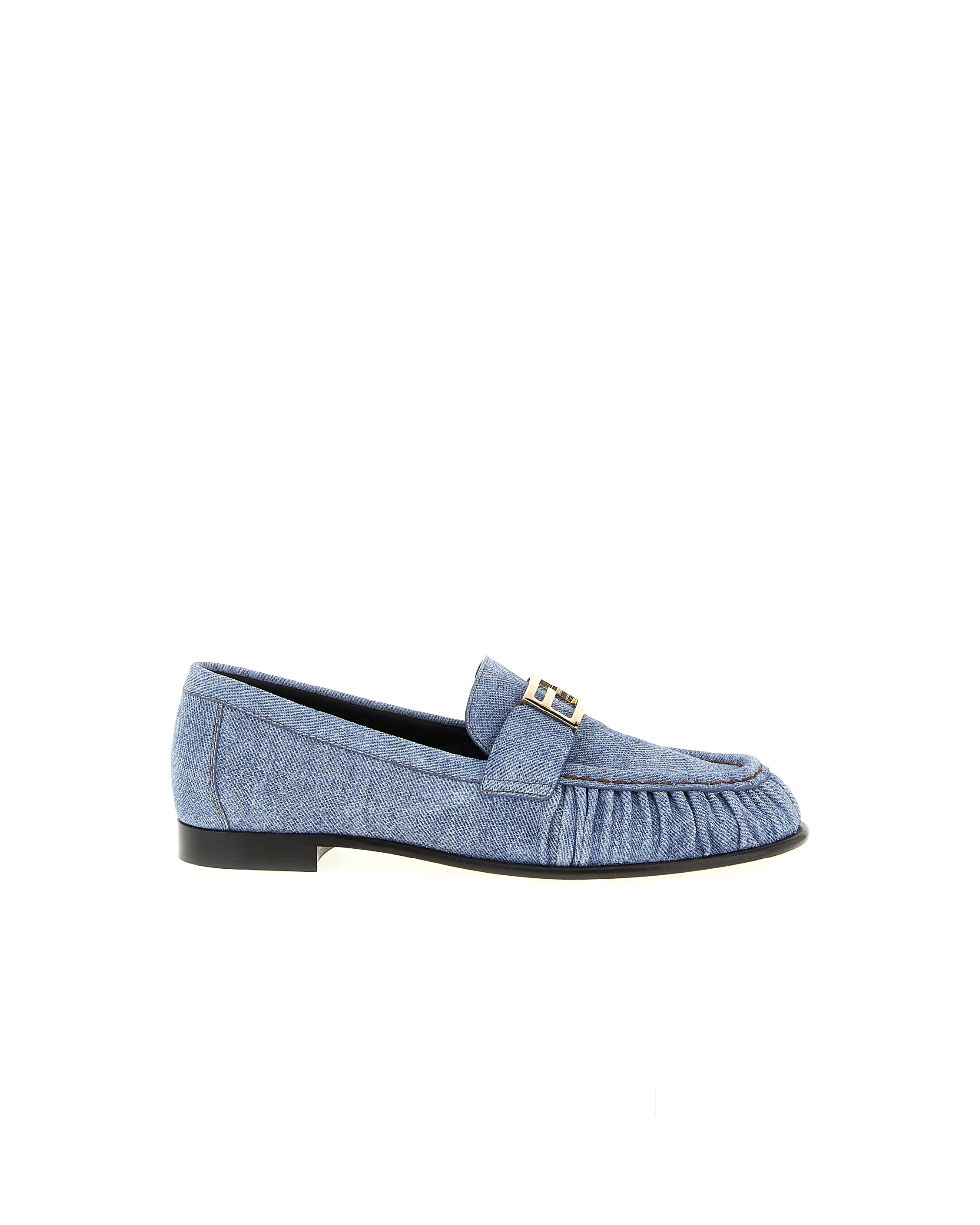 Fendi Baguette Denim Loafers Blue