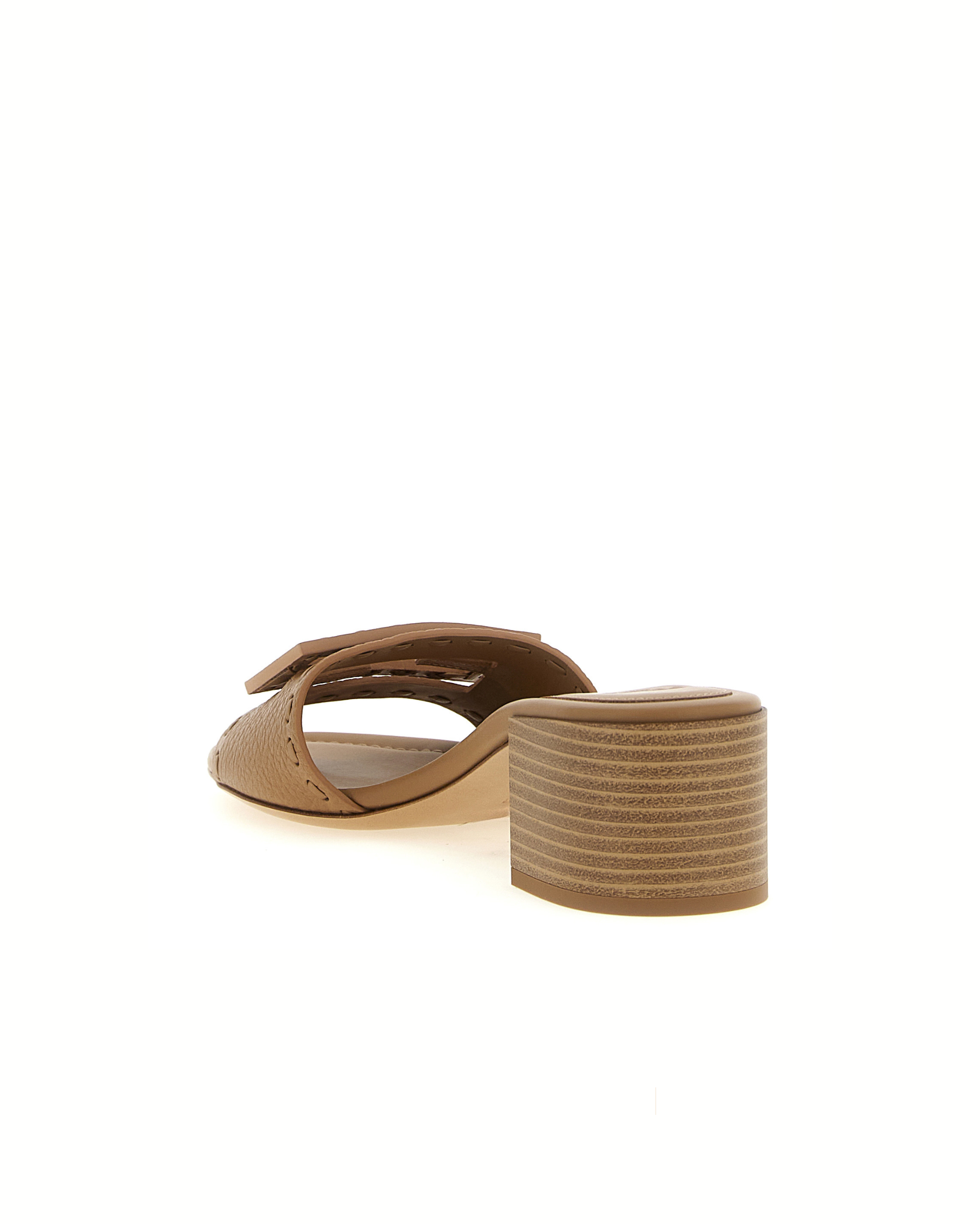 Fendi Baguette Selleria Slide Sandals Beige