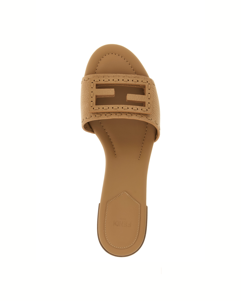 Fendi Baguette Selleria Slide Sandals Beige