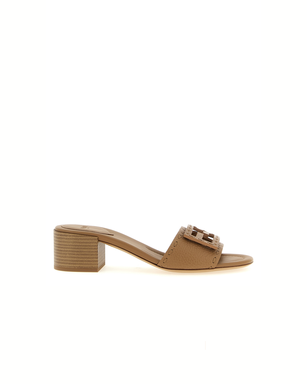 Fendi Baguette Selleria Slide Sandals Beige