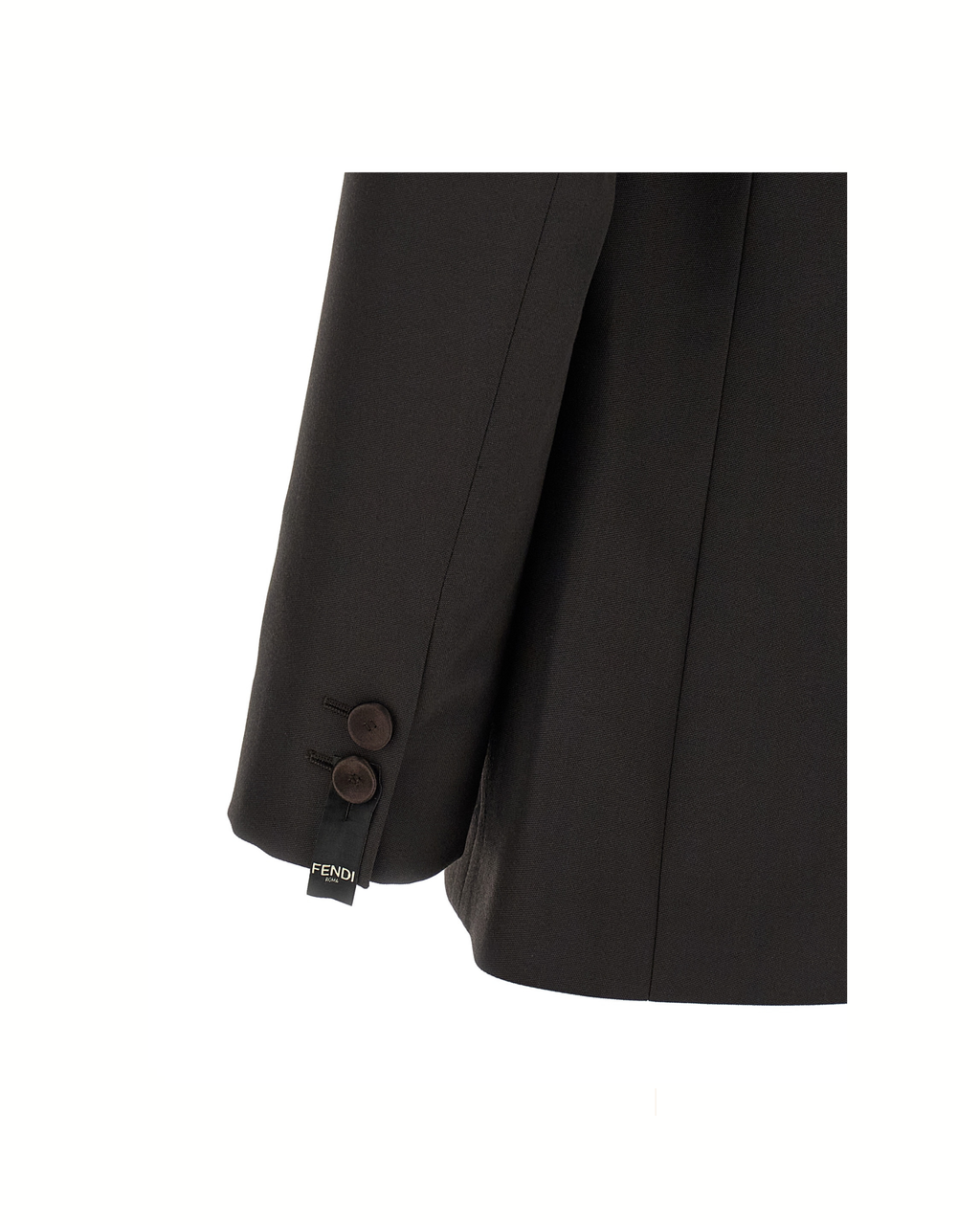 Fendi Blazer Monopetto in Crêpe di Lana Marrone con Revers in Seta