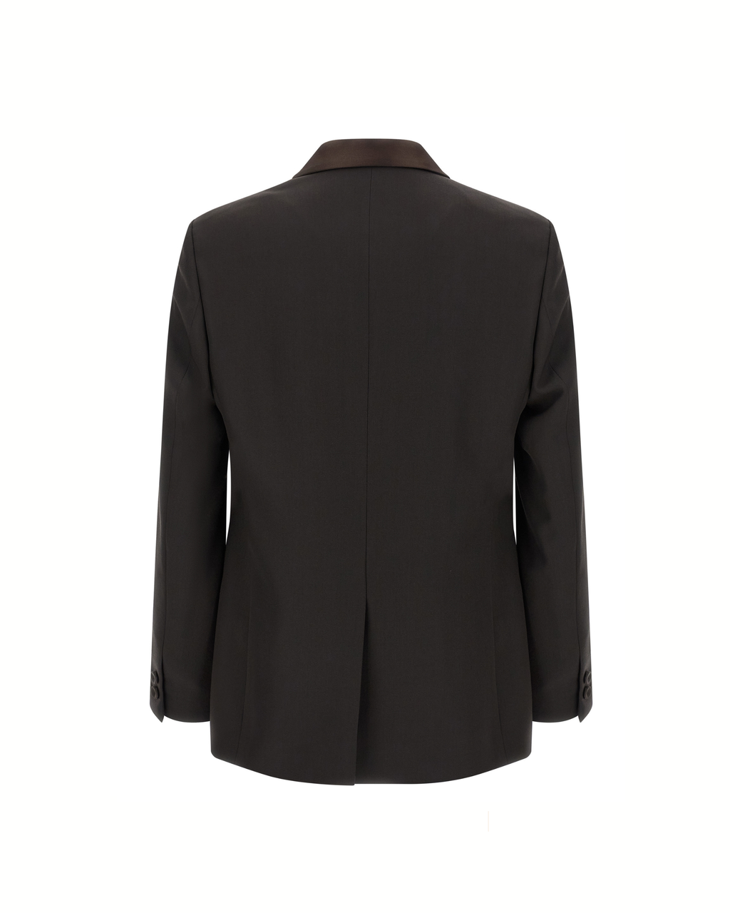 Fendi Blazer Monopetto in Crêpe di Lana Marrone con Revers in Seta