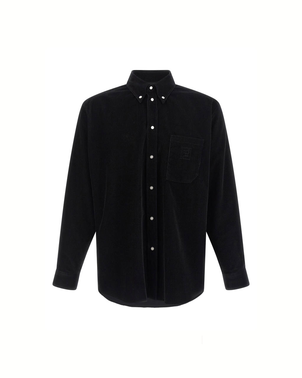 Fendi – Camicia Corduroy Button-Down in Velluto a Coste Nero