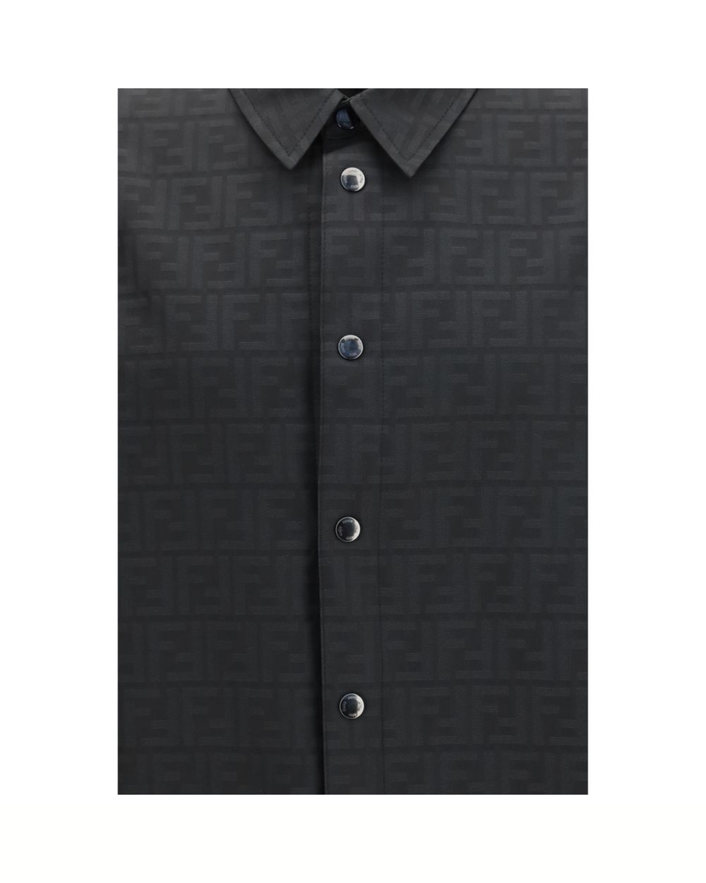 Fendi Camicia FF in Nylon Jacquard Nero