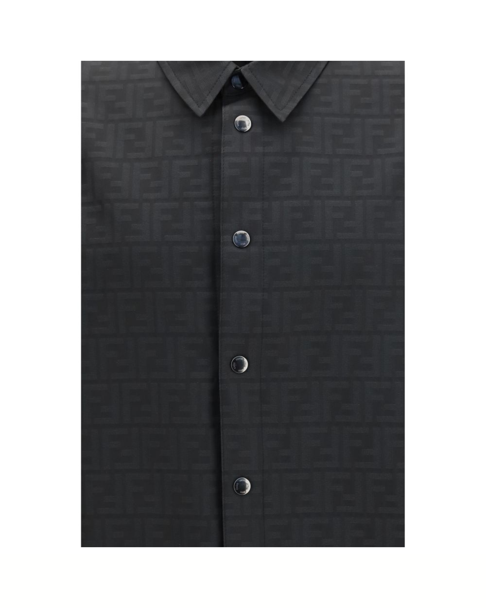 Fendi Camicia FF in Nylon Jacquard Nero