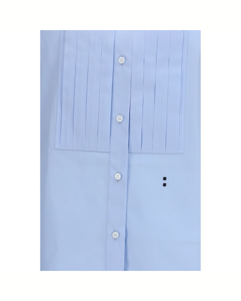 Fendi Camicia in Popeline di Cotone Azzurro con Plastron