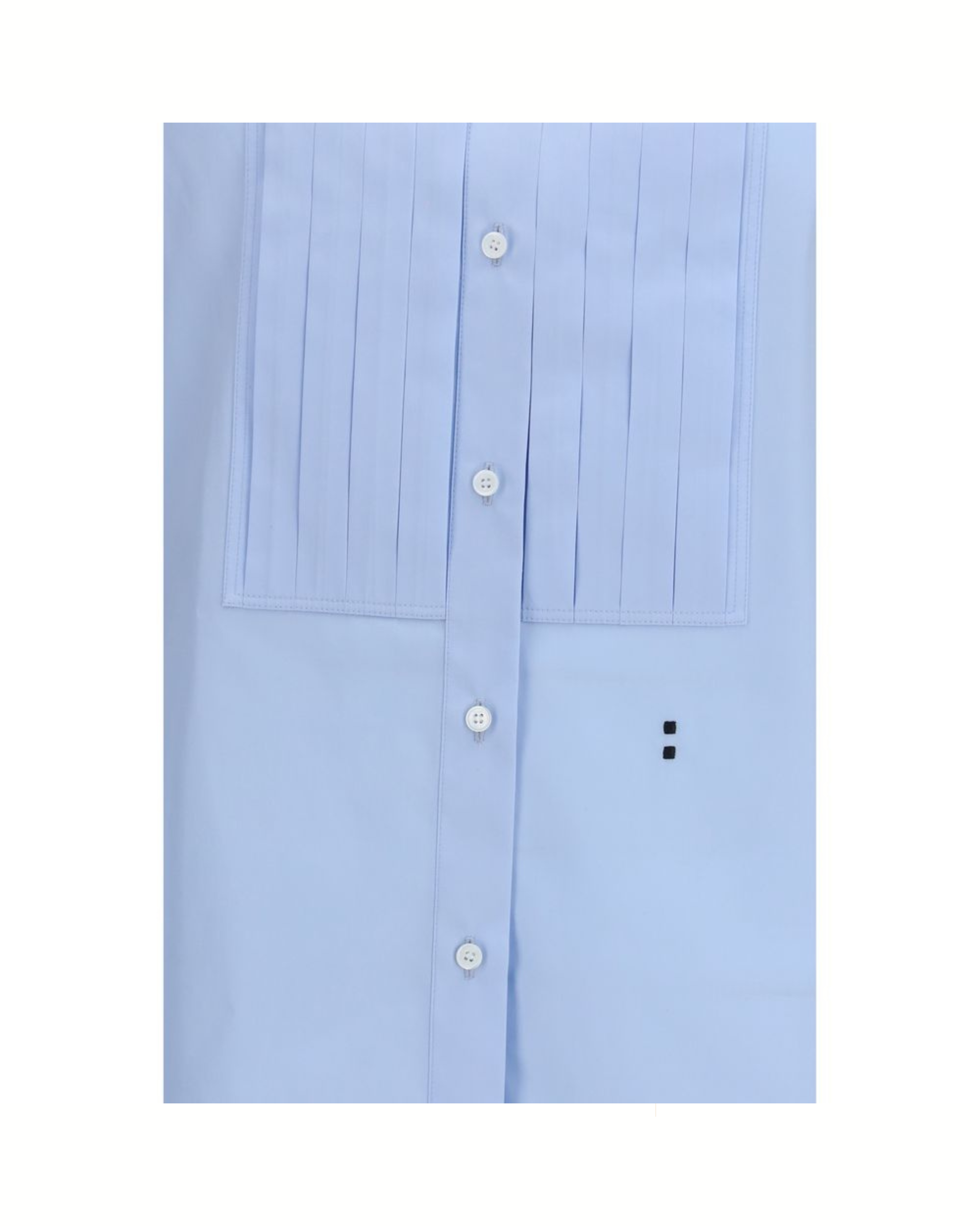 Fendi Camicia in Popeline di Cotone Azzurro con Plastron
