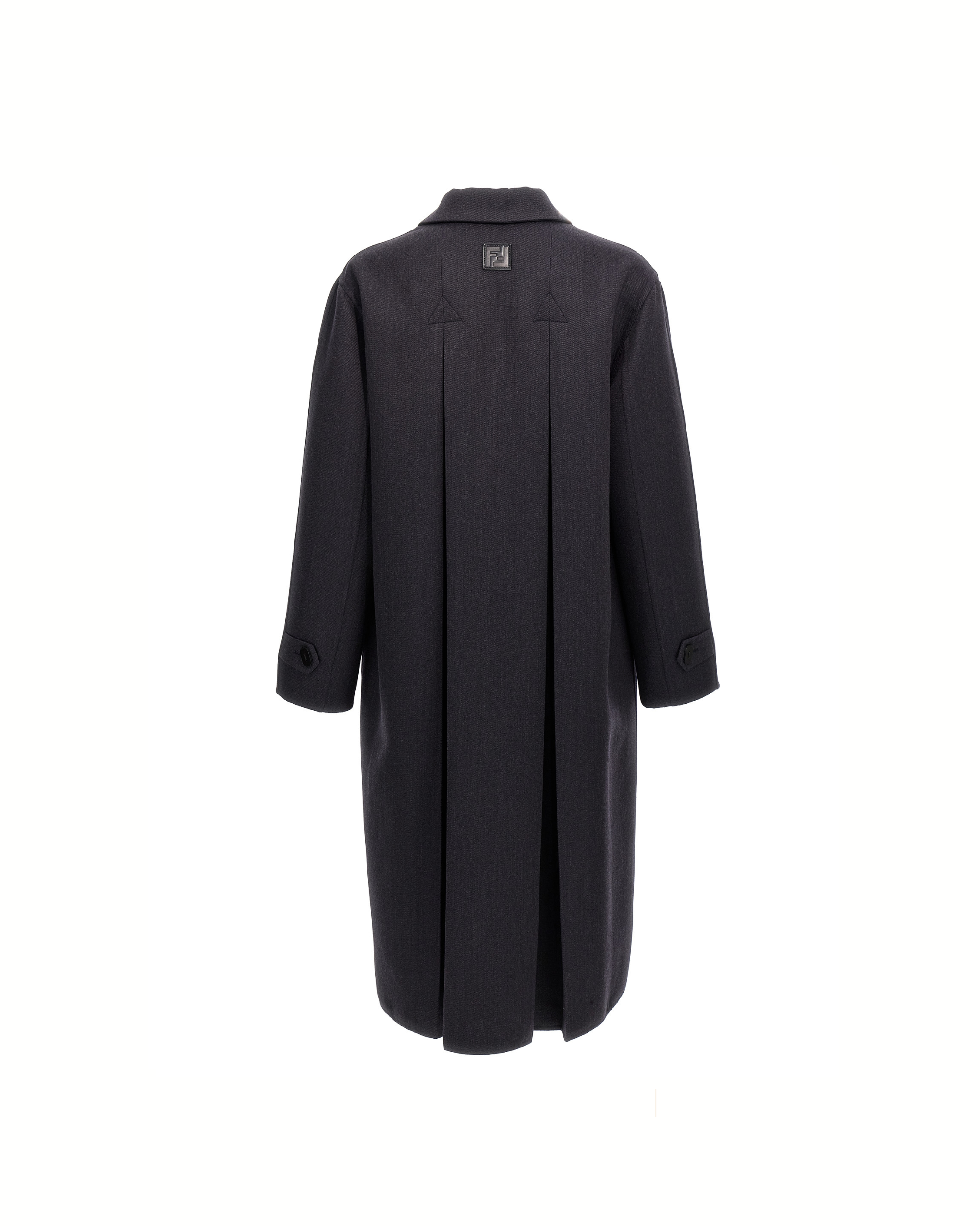 Fendi Cappotto Lungo in Lana Vergine e Seta