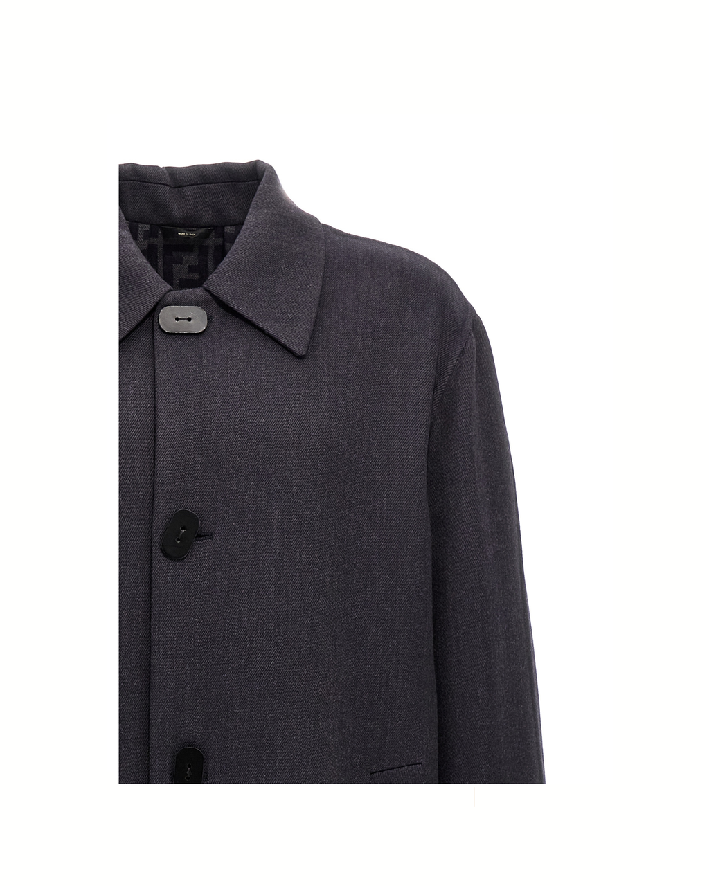 Fendi Cappotto Lungo in Lana Vergine e Seta