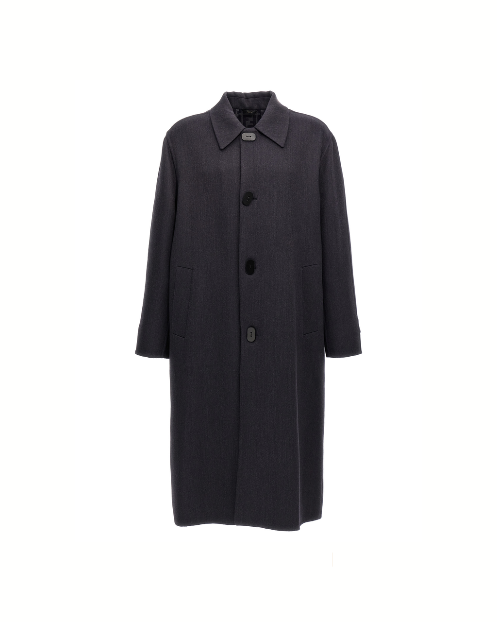 Fendi Cappotto Lungo in Lana Vergine e Seta