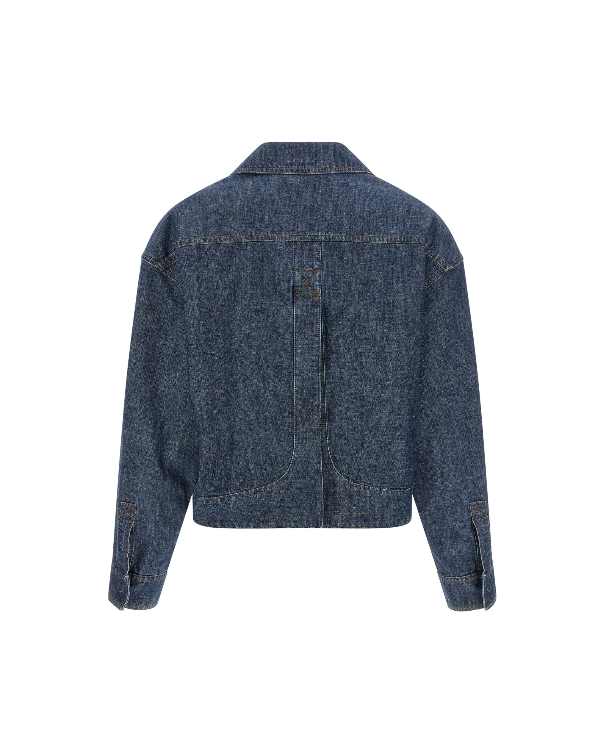 Fendi Chambray Denim Cropped Jacket Blue
