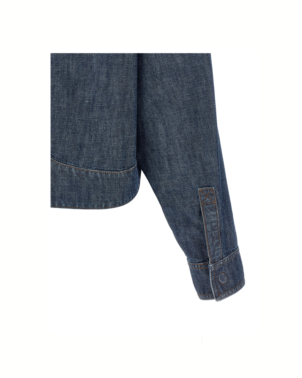 Fendi Chambray Denim Cropped Jacket Blue