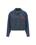 Fendi Chambray Denim Cropped Jacket Blue