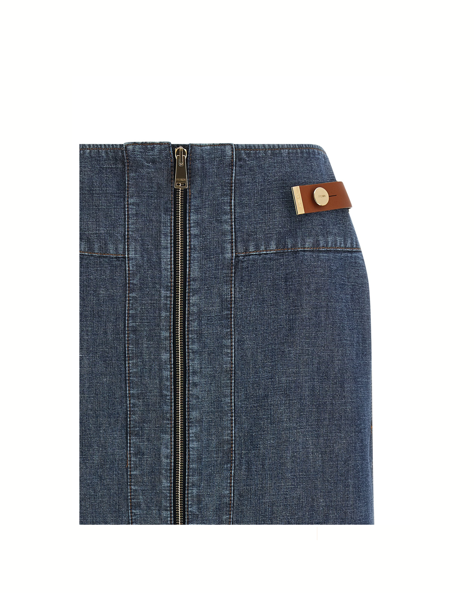 Fendi Chambray Denim Midi Skirt Blue
