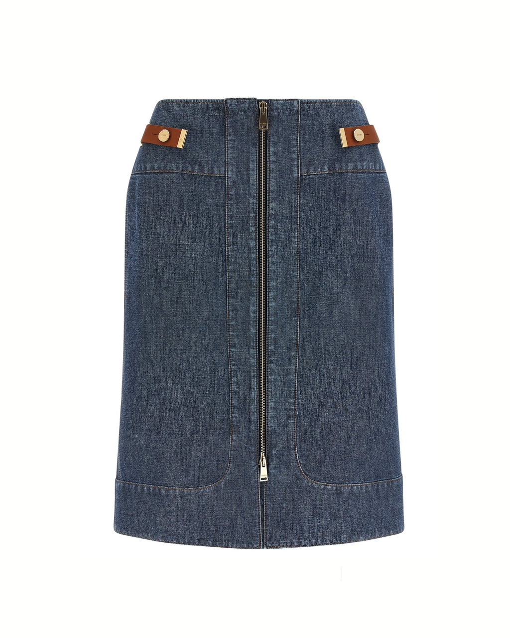 Fendi Chambray Denim Midi Skirt Blue