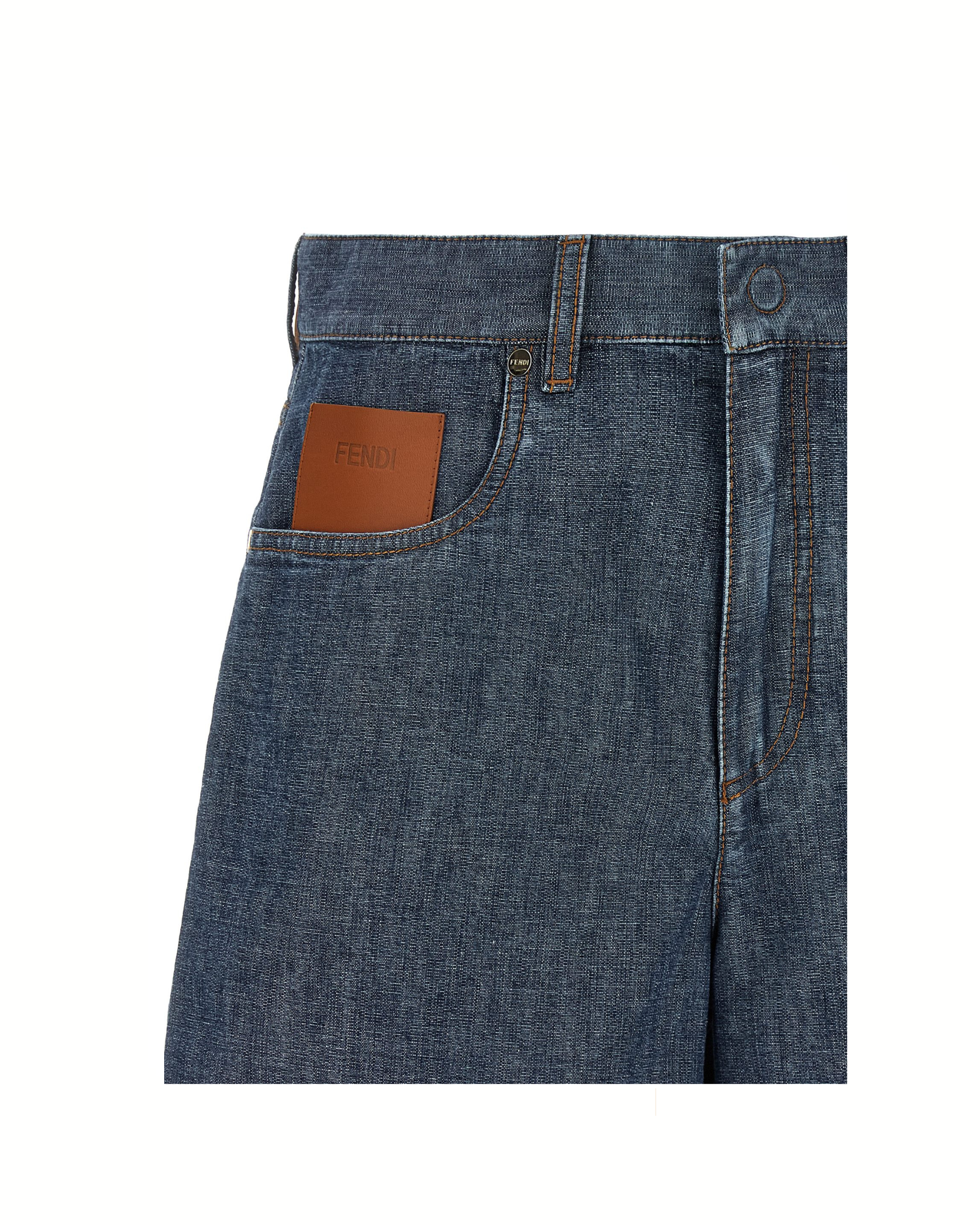 Fendi Chambray Denim Shorts Blue