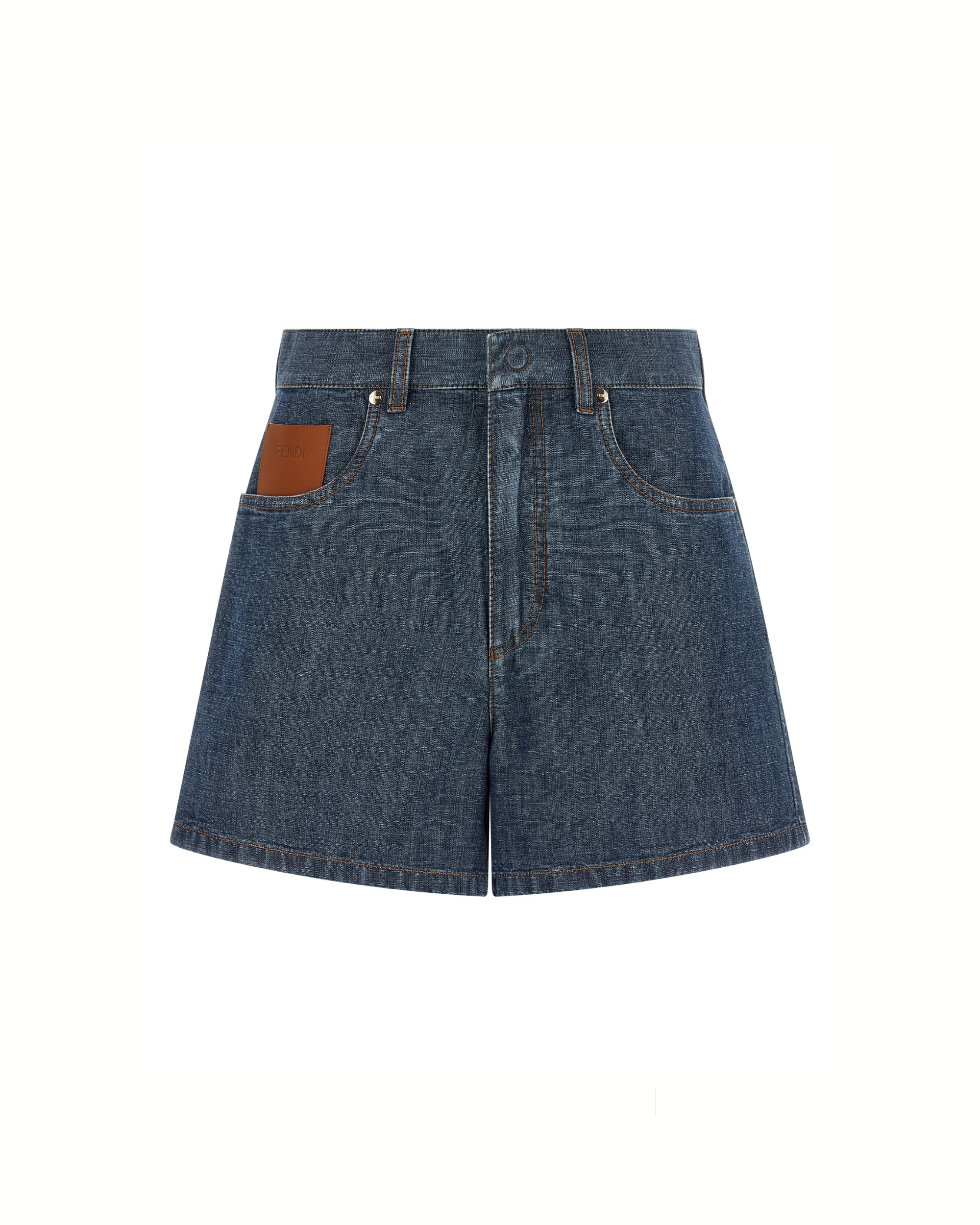 Fendi Chambray Denim Shorts Blue