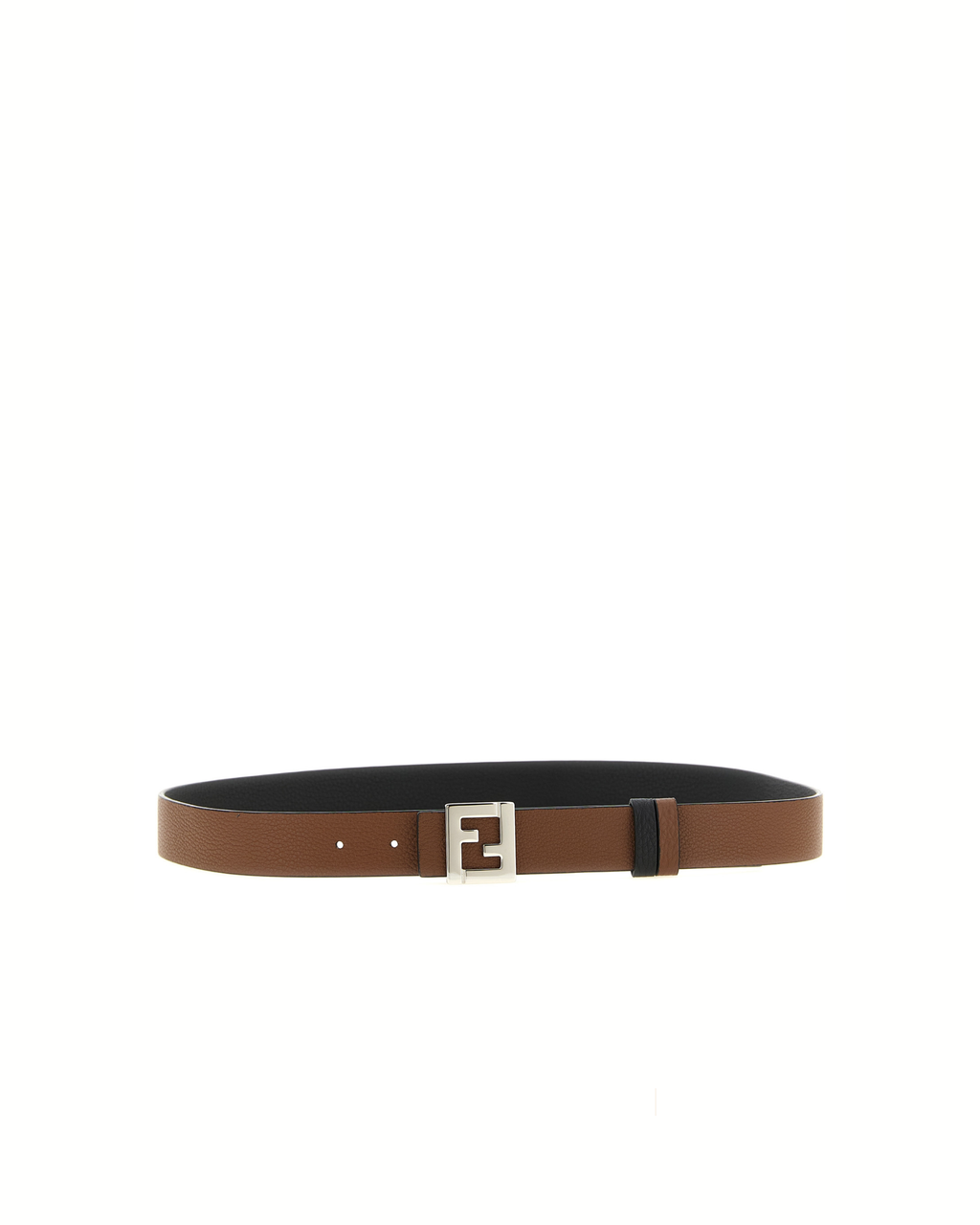 Fendi - Cintura Reversibile in Pelle Nera e Marrone con Fibbia FF