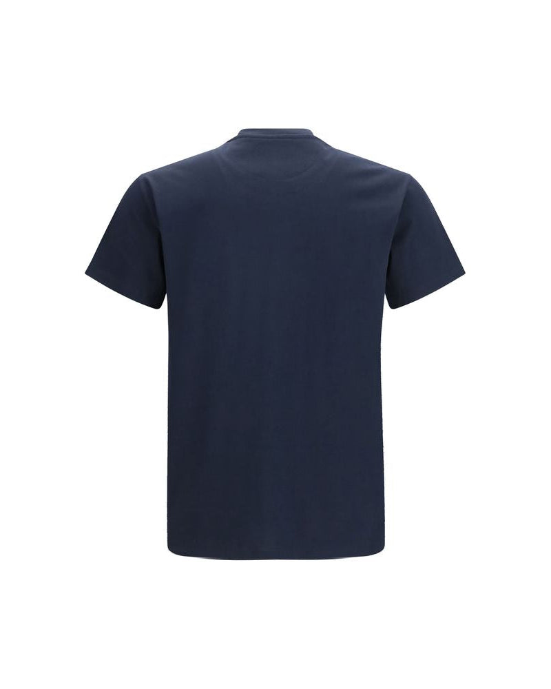 Fendi – Cotton T-Shirt with Asymmetric Logo Blue