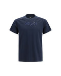 Fendi – Cotton T-Shirt with Asymmetric Logo Blue