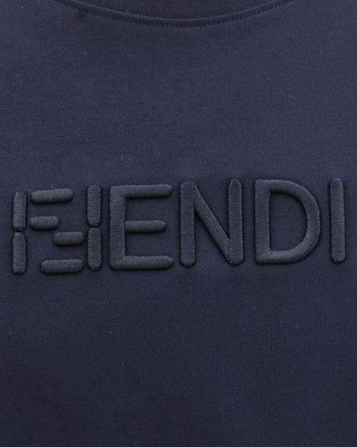 Fendi – Cotton T-Shirt with Embroidered FF Selleria Logo