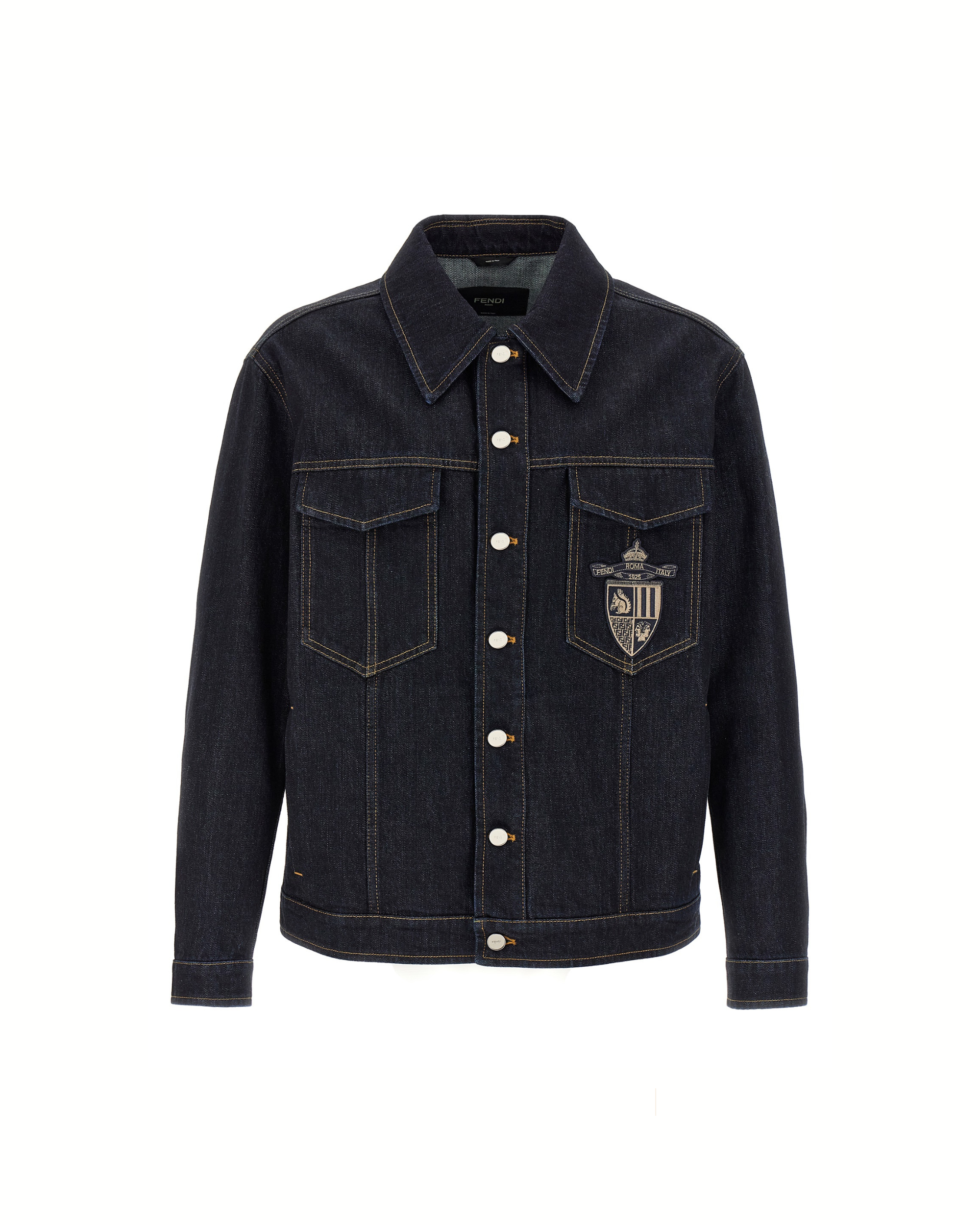 Fendi Crest Embroidered Denim Jacket