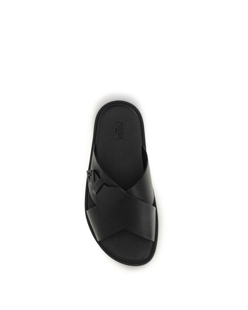 Fendi – Cross Strap Leather Slide Sandals