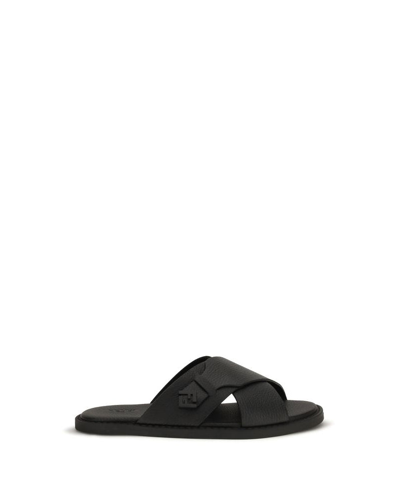 Fendi – Cross Strap Leather Slide Sandals