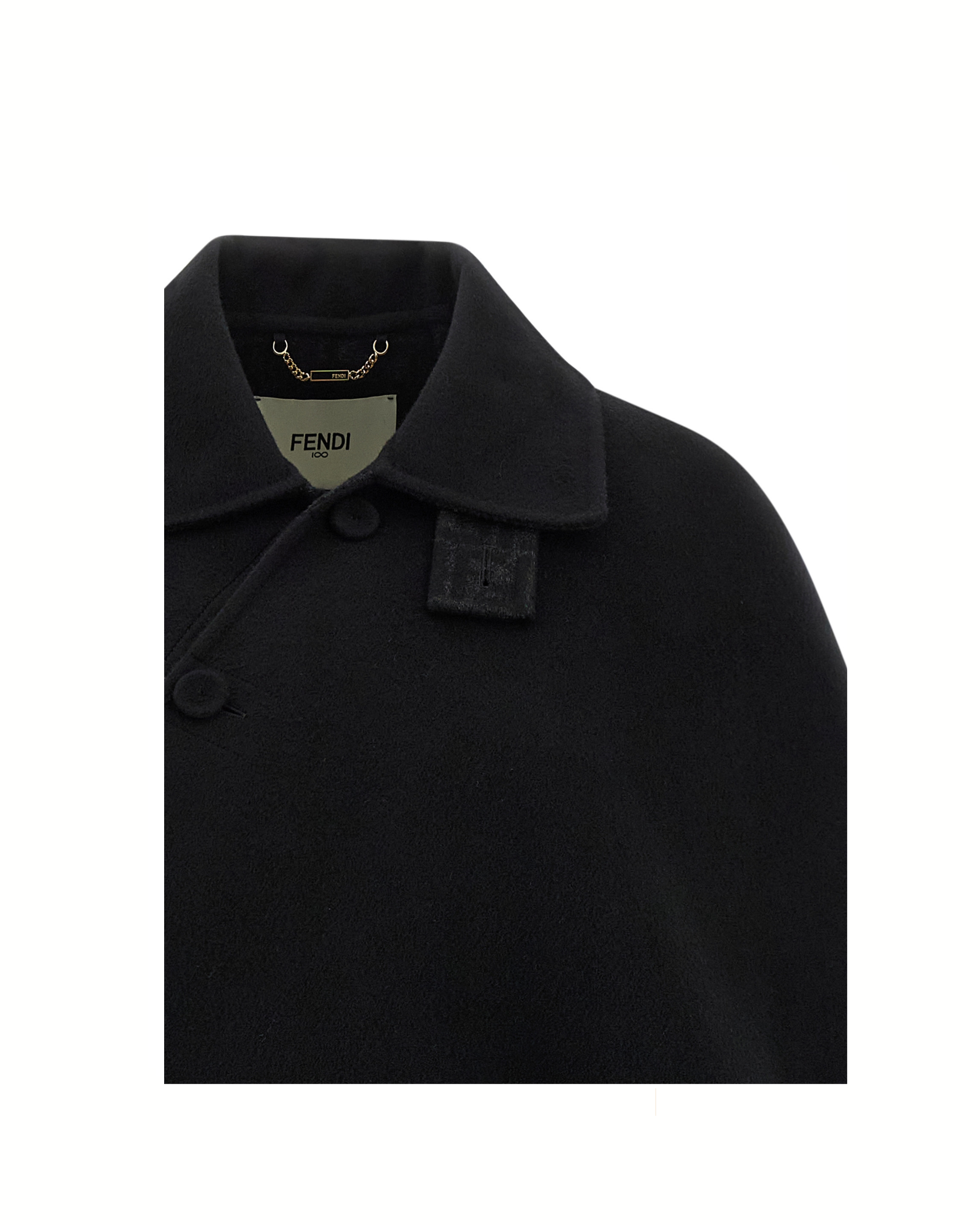 Fendi Double Wool Cape in Lana Vergine Nera