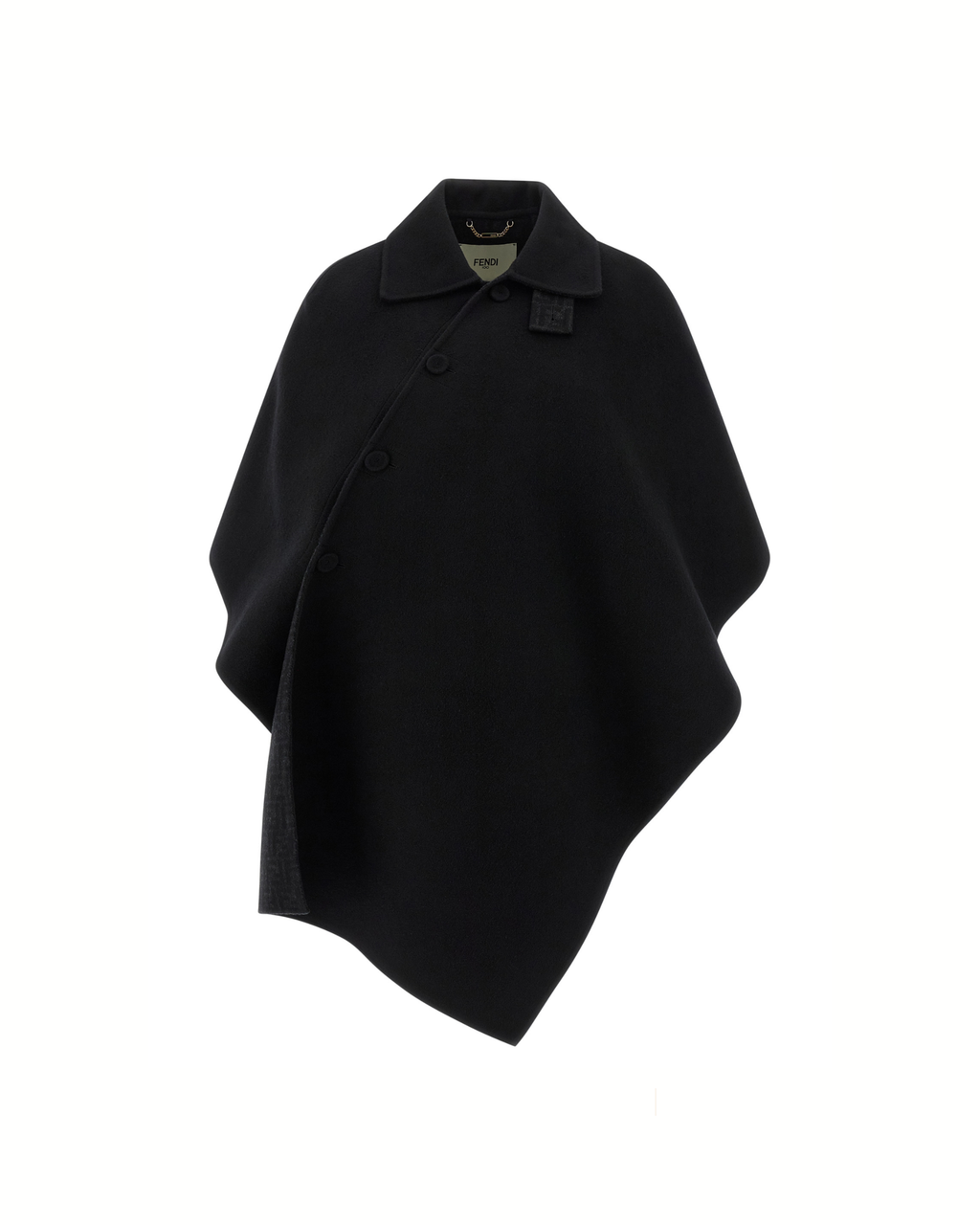 Fendi Double Wool Cape in Lana Vergine Nera