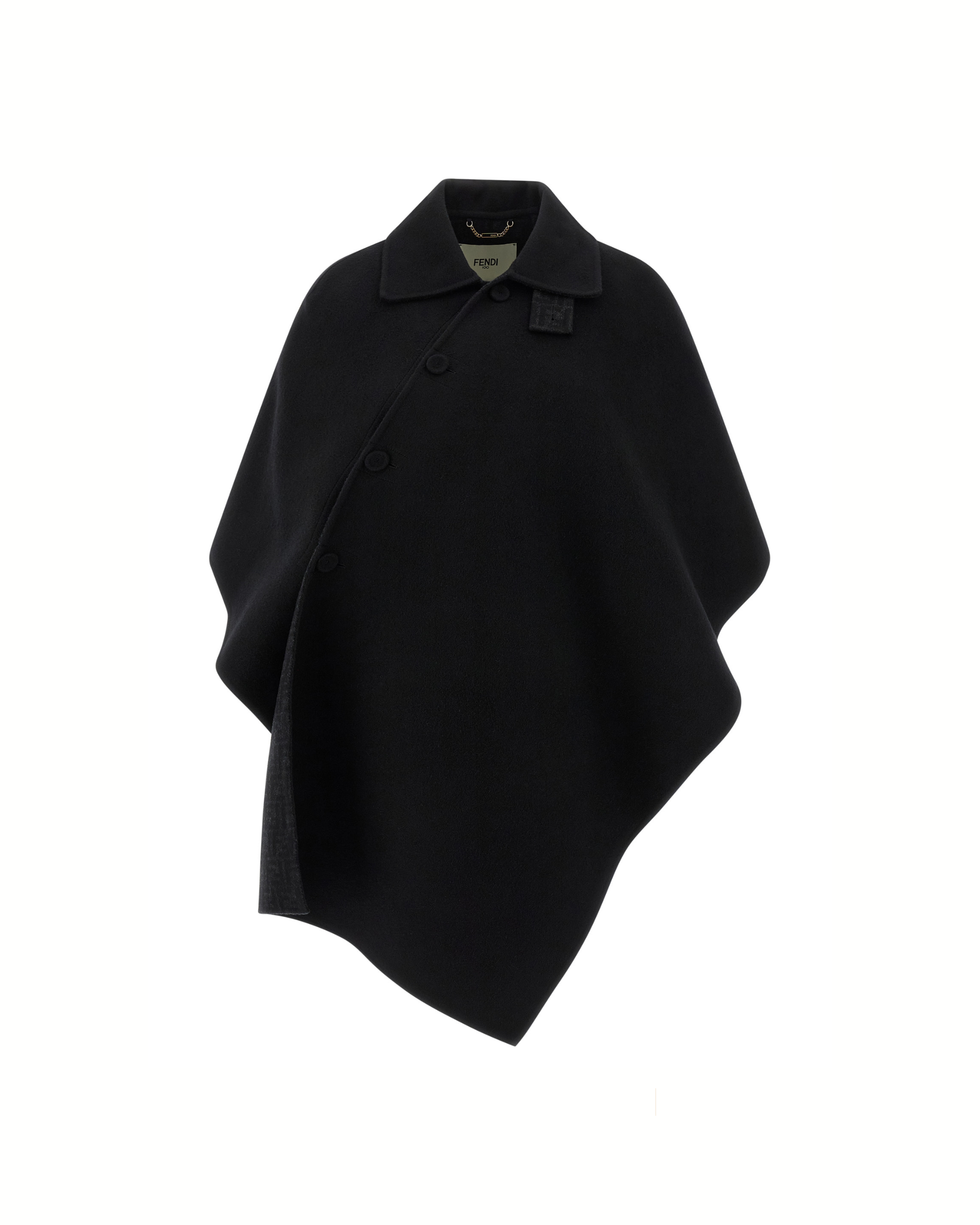 Fendi Double Wool Cape in Lana Vergine Nera