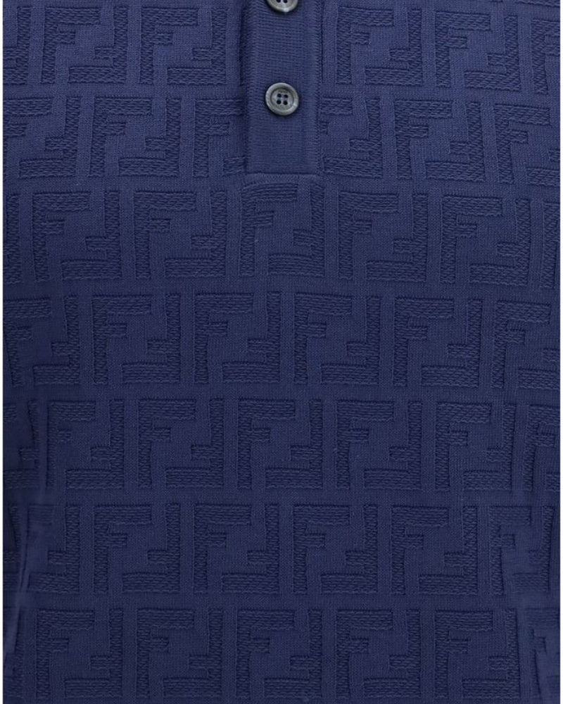 Fendi – FF All-Over Cotton Polo Shirt Blue