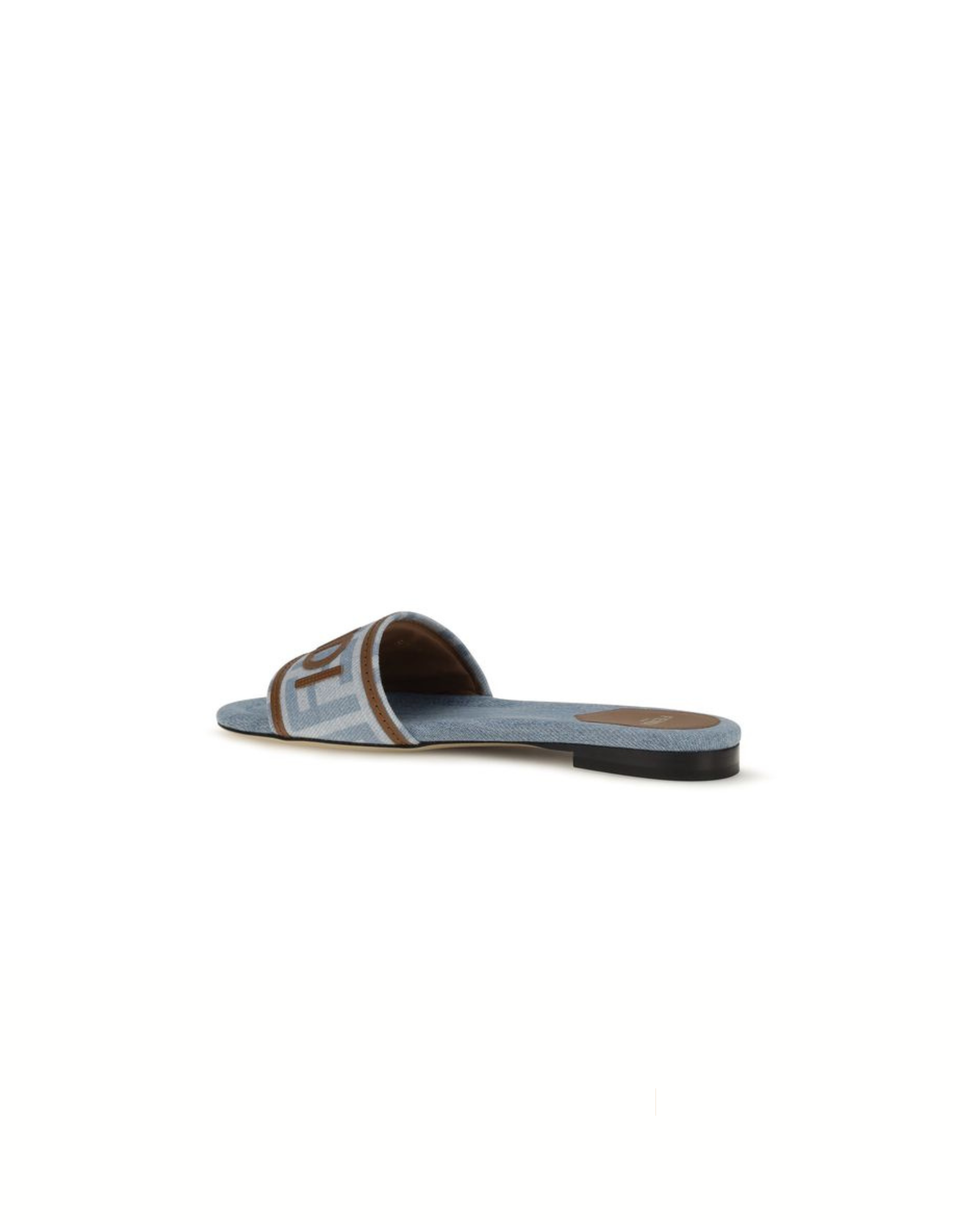 Fendi FF Denim Slide Sandals Light Blue