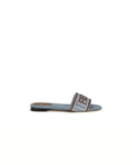 Fendi FF Denim Slide Sandals Light Blue